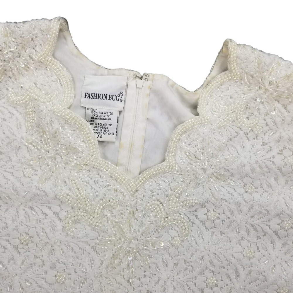 Fashion Bug White Beaded Formal Top Sz 24 (2X/3X) Wedding Party Mother of Bride - Picture 5 of 16